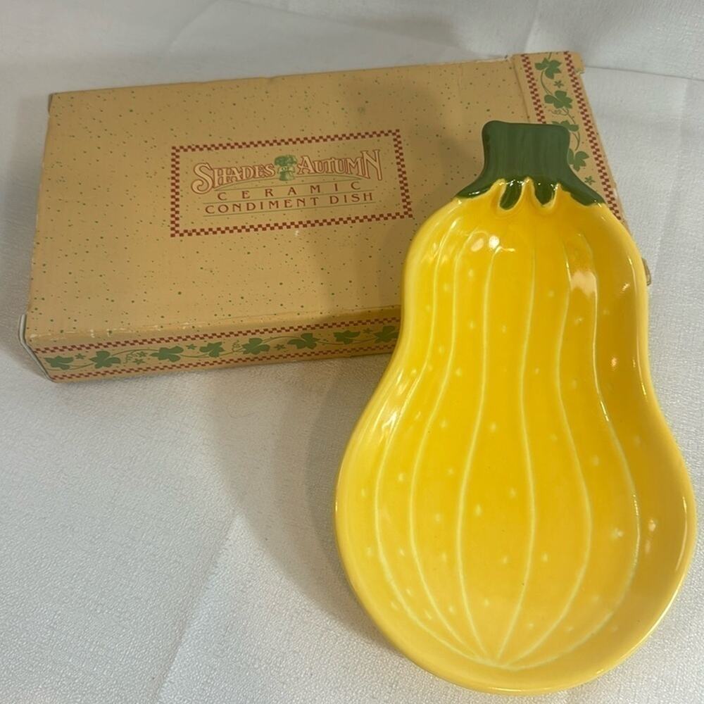 Vintage Avon Ceramic Condiment‎ Dish 8" Yellow Squash 1984